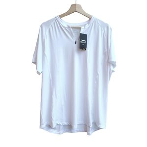 Partially Sheer Zip Collar Performance Golf Shirt, Lightweight, White, Size XXL